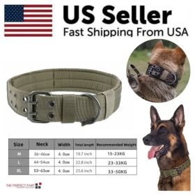 Wide Tactical Heavy Duty Nylon Large Dog Collar K9 Military With Metal Buckle (Option: Green-XL)