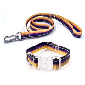 Adjustable High - quality Reflective print leash set  Durable Waterproof No - tangle Night walks Morning jogs Camping adventures Beach outings (Color: dusk, size: L)